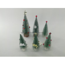 Christmas Tree Mini Pine Tree with Wood Base DIY Home Table Top Decor for Christmas Artificial Frosted Sisal Small Trees
